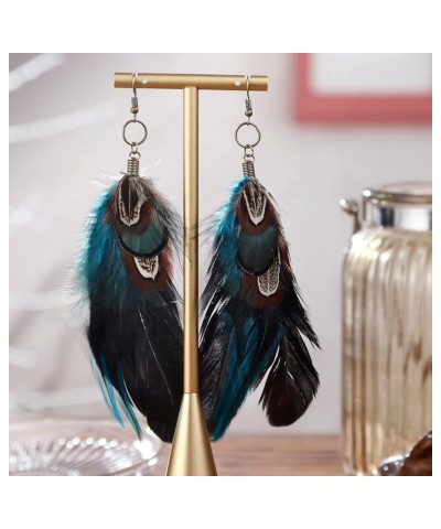 Bohemian Style Boho Multicolor Pheasant Feathers Dangle Earrings for Women and Girls (er006359) Style J $6.29 Earrings