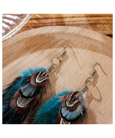 Bohemian Style Boho Multicolor Pheasant Feathers Dangle Earrings for Women and Girls (er006359) Style J $6.29 Earrings