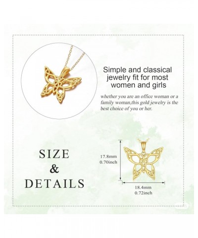 14K Gold Filigree Celtic Butterfly Jewelry for Women Gold Butterfly Pendant Necklace Fine Celtic Knot Gifts for Her Wife Yell...