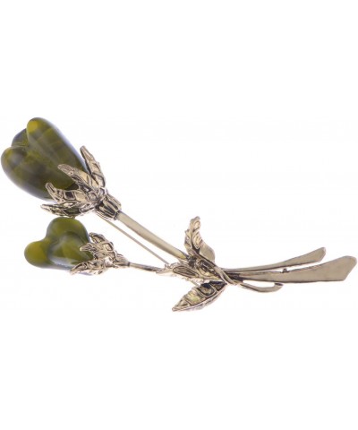 Crystal Antique Yellow Agate Tulip Flower Pin Brooch $11.19 Brooches & Pins