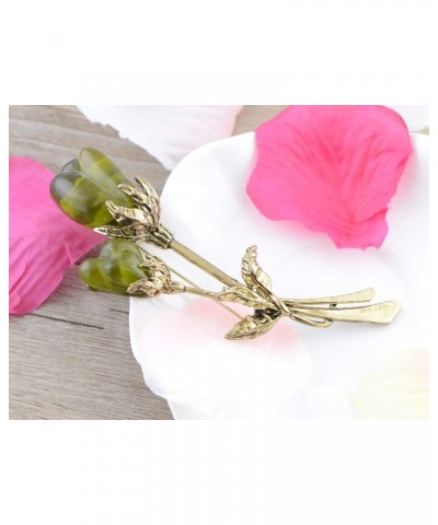 Crystal Antique Yellow Agate Tulip Flower Pin Brooch $11.19 Brooches & Pins