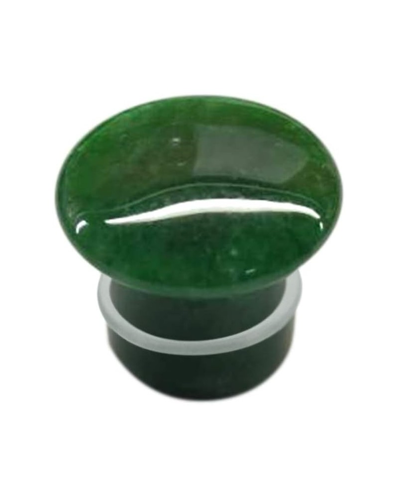 Pair of Green Jade Single Flare Stone Ear Plugs Silicone O-Ring Expander synthetic Gauges 8ga - 1 inch E617 9/16 Inch(14mm) $...