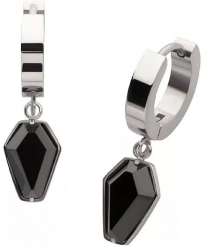 316L Stainless Steel Black CZ Coffin Dangling Huggie Hoop Earrings, Sold as a Pair $10.51 Earrings