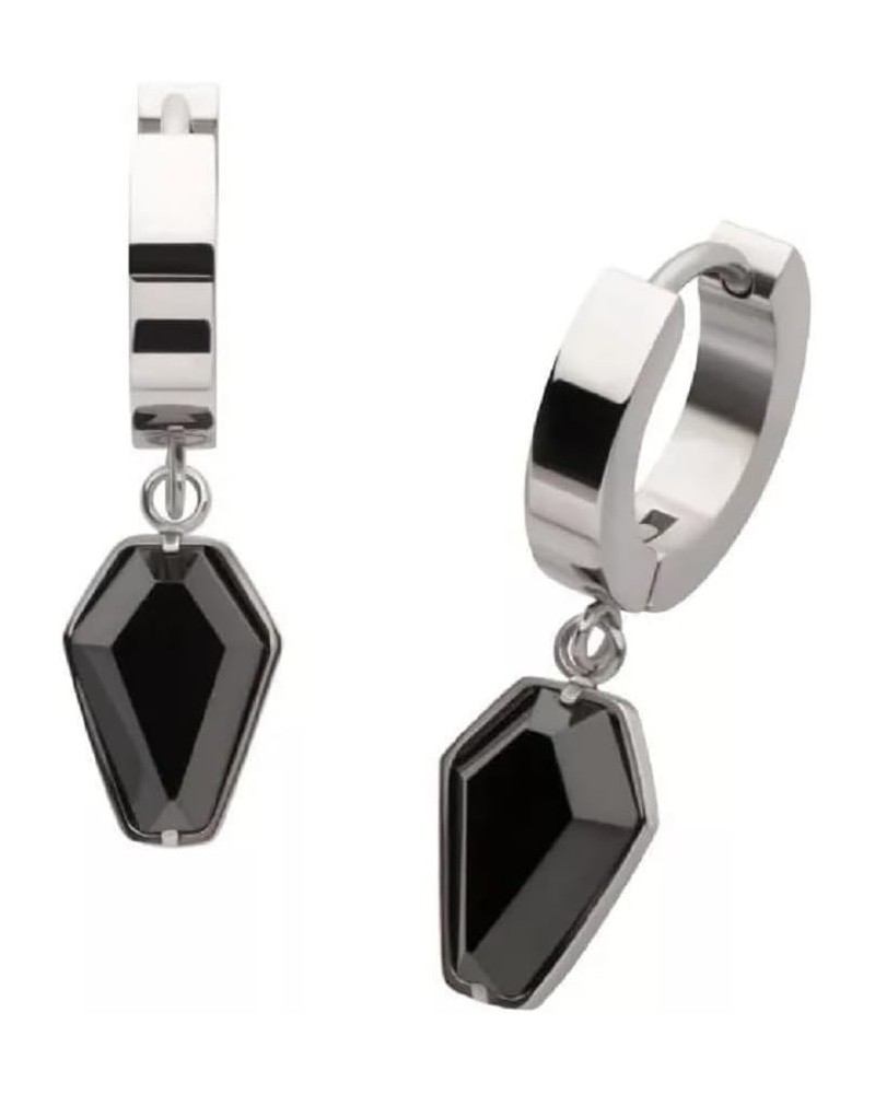 316L Stainless Steel Black CZ Coffin Dangling Huggie Hoop Earrings, Sold as a Pair $10.51 Earrings