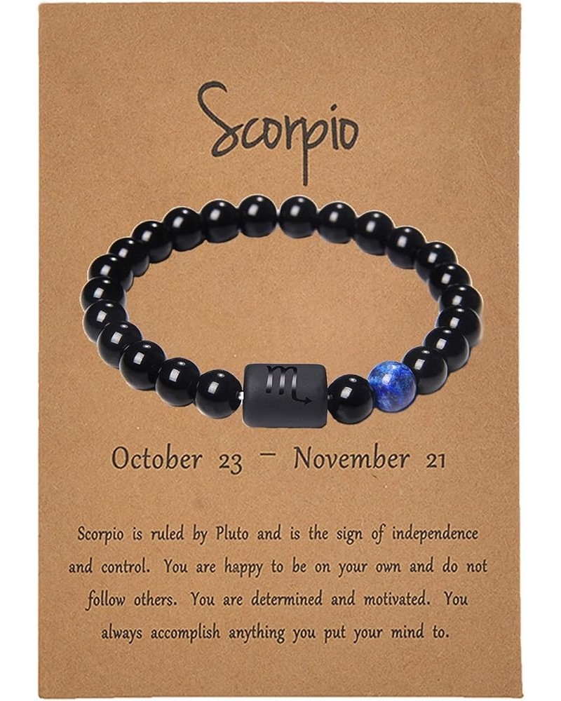 Zodiac Couple Bracelet for Men Black Onyx Natural Stone Bracelets for Women Gifts Men Gifts for Christmas BR- scorpio $8.09 B...