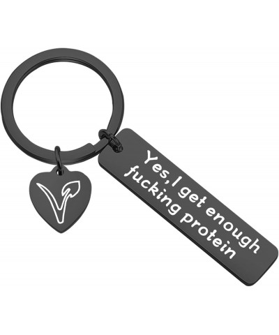 Vegetarian Jewelry Vegan Keychain Herbivore VEG Symbol Jewelry Keyring Yes I Get Enough Fucking Protein Yes I Get-black $9.71...