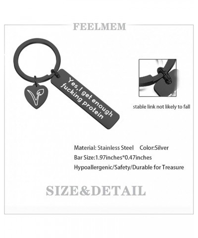 Vegetarian Jewelry Vegan Keychain Herbivore VEG Symbol Jewelry Keyring Yes I Get Enough Fucking Protein Yes I Get-black $9.71...