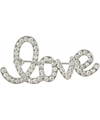 Women's Austrian Crystal Accessories Romantic Daily Prom Letter Love Brooch Clear Silver-Tone $12.97 Brooches & Pins