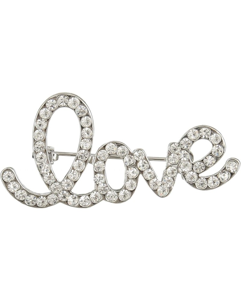 Women's Austrian Crystal Accessories Romantic Daily Prom Letter Love Brooch Clear Silver-Tone $12.97 Brooches & Pins