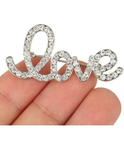 Women's Austrian Crystal Accessories Romantic Daily Prom Letter Love Brooch Clear Silver-Tone $12.97 Brooches & Pins