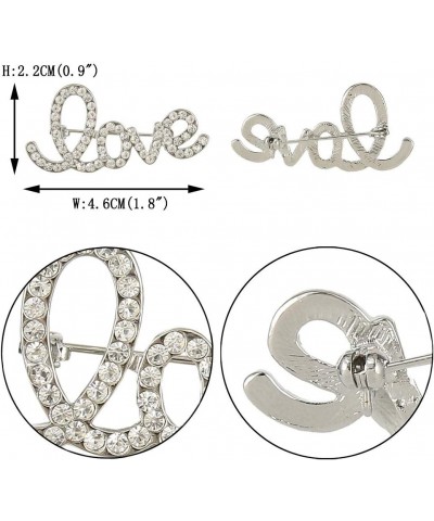 Women's Austrian Crystal Accessories Romantic Daily Prom Letter Love Brooch Clear Silver-Tone $12.97 Brooches & Pins