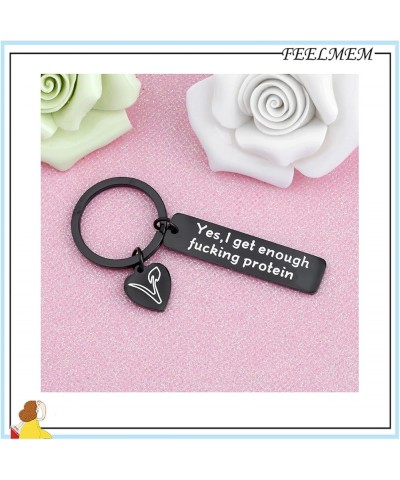 Vegetarian Jewelry Vegan Keychain Herbivore VEG Symbol Jewelry Keyring Yes I Get Enough Fucking Protein Yes I Get-black $9.71...