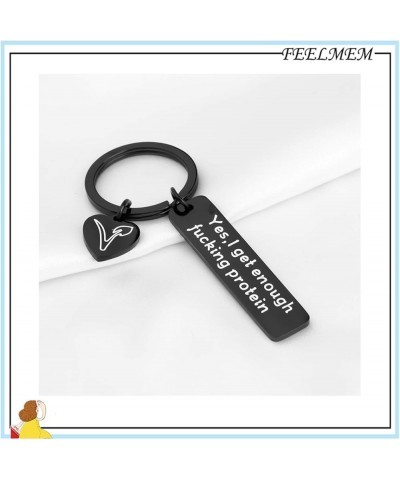 Vegetarian Jewelry Vegan Keychain Herbivore VEG Symbol Jewelry Keyring Yes I Get Enough Fucking Protein Yes I Get-black $9.71...