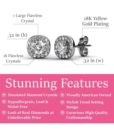 Ruth 18k White Gold Plated Halo Studs with Crystals, Best Silver Earrings for Women, Beautiful White Gold Stud Earrings White...