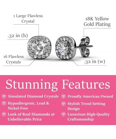 Ruth 18k White Gold Plated Halo Studs with Crystals, Best Silver Earrings for Women, Beautiful White Gold Stud Earrings White...