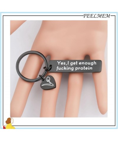 Vegetarian Jewelry Vegan Keychain Herbivore VEG Symbol Jewelry Keyring Yes I Get Enough Fucking Protein Yes I Get-black $9.71...