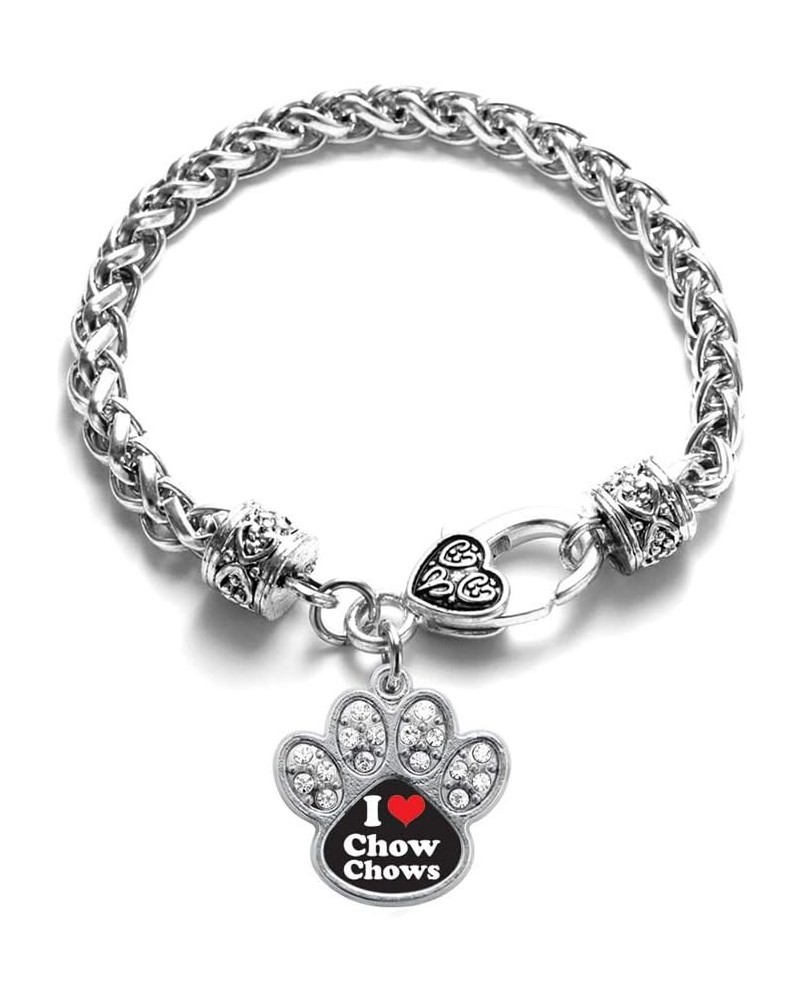 Silver Pave Paw Charm Bracelet with Cubic Zirconia Jewelry I Love Chow Chows $11.59 Bracelets