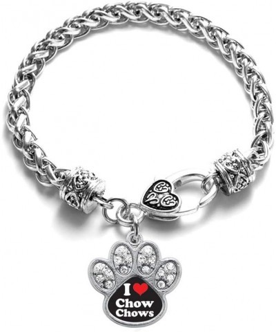 Silver Pave Paw Charm Bracelet with Cubic Zirconia Jewelry I Love Chow Chows $11.59 Bracelets