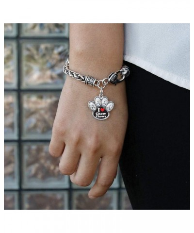 Silver Pave Paw Charm Bracelet with Cubic Zirconia Jewelry I Love Chow Chows $11.59 Bracelets