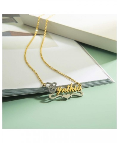 Custom Gold My Name Necklace Plate Dainty Initial Necklace Personalized Customizable Short Crystal Necklaces for Women Nicole...