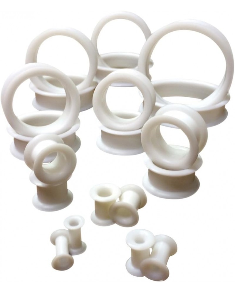 PAIR of White Soft Silicone Ear Tunnels Plugs - up to size 50mm! 5/8" (16mm) $10.89 Body Jewelry