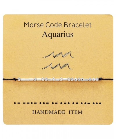 Morse Code Bracelets for Women,12 Zodiac Astrology Bracelet,Adjustable Strand Morse Code Bracelet for Girls Sister Gifts Aqua...