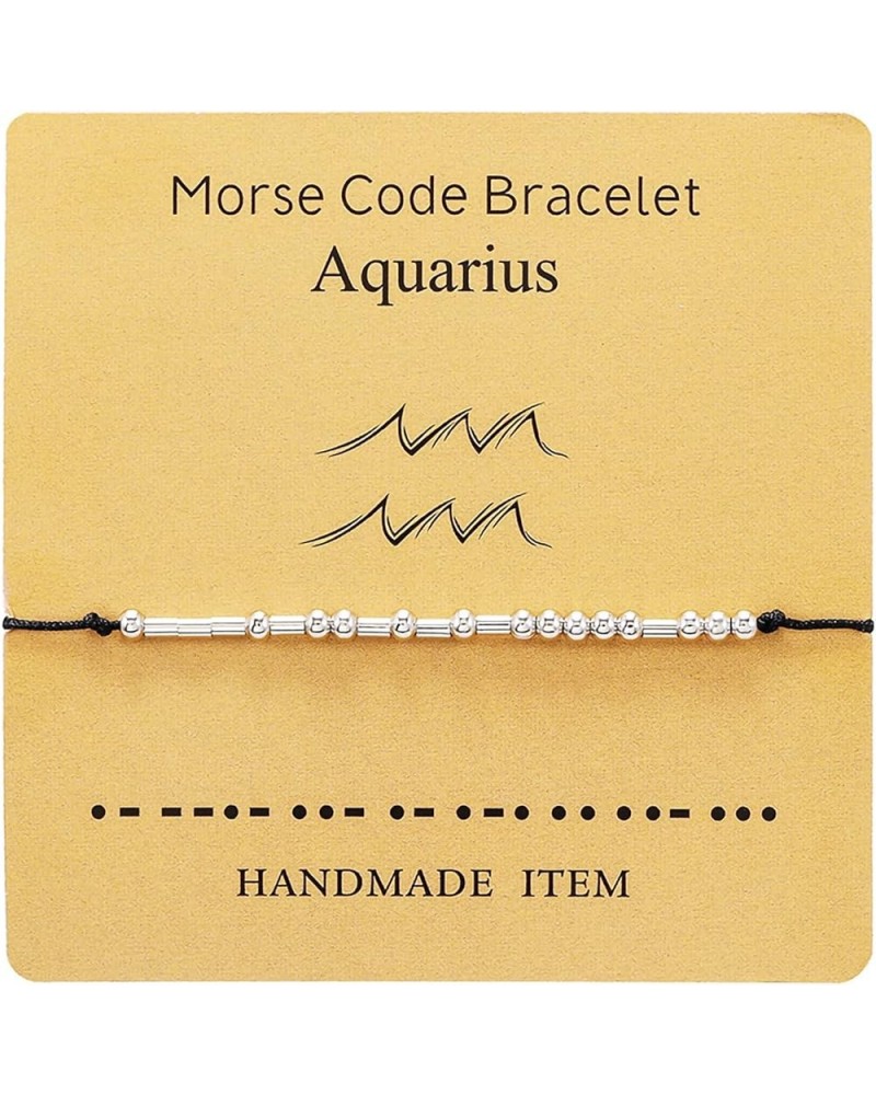 Morse Code Bracelets for Women,12 Zodiac Astrology Bracelet,Adjustable Strand Morse Code Bracelet for Girls Sister Gifts Aqua...