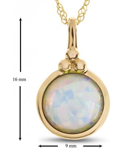 8mm Round Bezel Set Center Stone Pendant Necklace Created Opal Yellow Gold $88.15 Necklaces