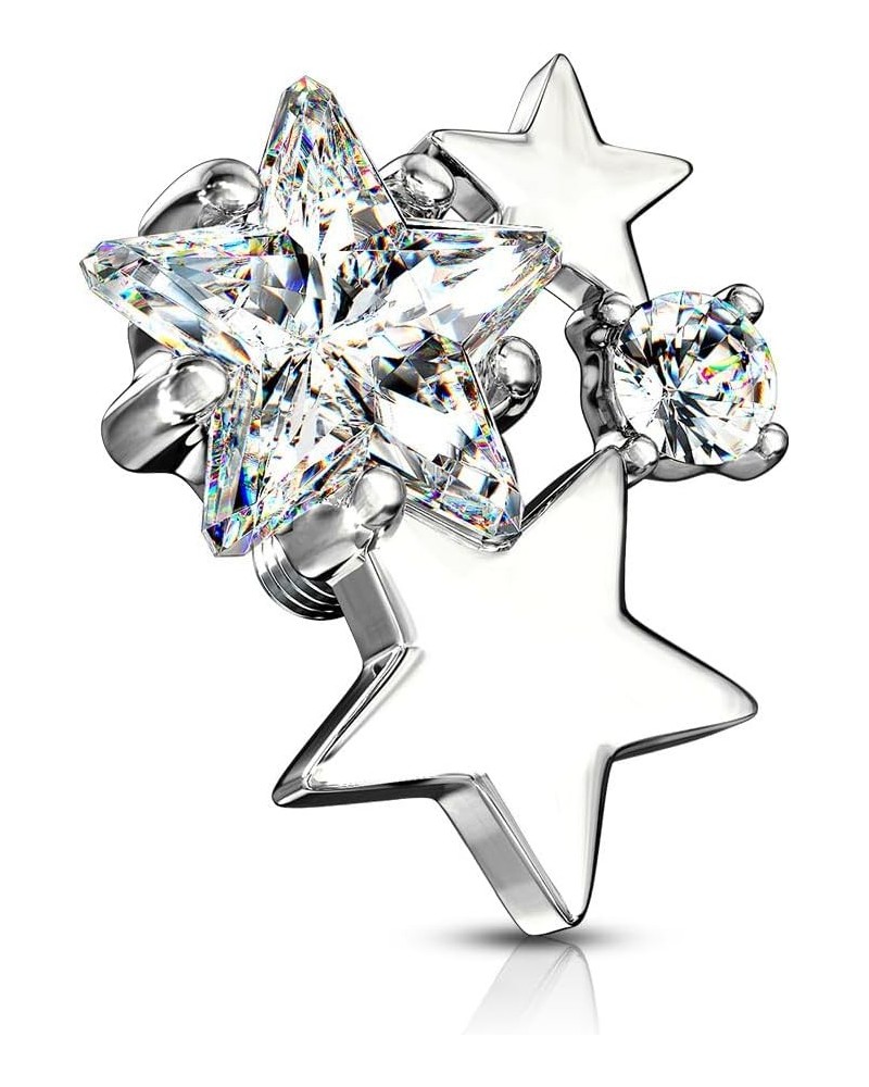 14 Gauge CZ Cluster Stars Internally Threaded Dermal Anchor Tops 316L Surgical Steel (Choose Color) Clear $8.31 Body Jewelry