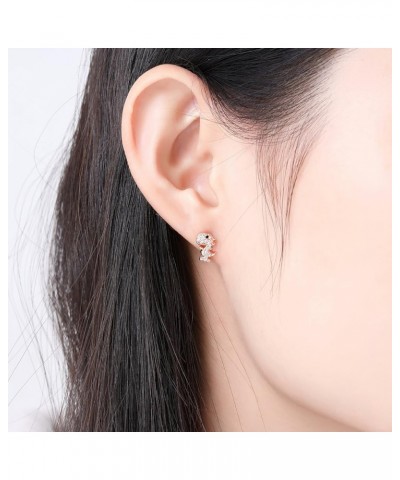 1 Pair 18G Stainless Steel Dinosaur Cubic Zirconia Cartilage Helix Stud Earrings Auricle Piercings Stud Women Rose Gold $10.1...