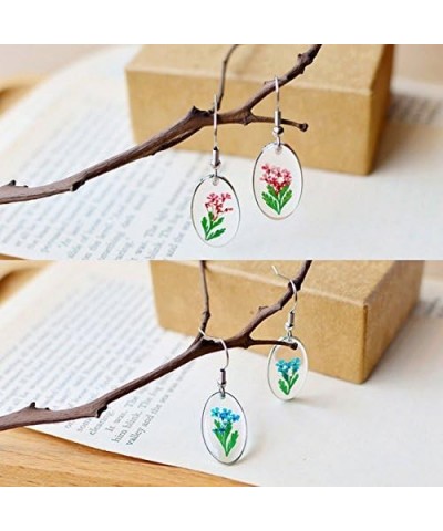 Multicolor Natural Dried Pressed Real Flowers Oval Hook Drop Earrings Yellow $7.27 Earrings