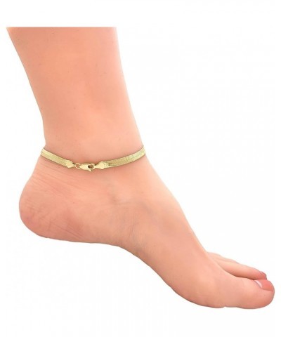 Anklet for Women, Girls in 8", 9",10",11",12" Sizes Gold Electroplated Figaro, Cuban, Mariner, Herringbone Ankle Bracelet - M...