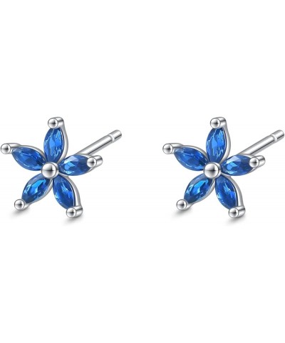 925 Sterling Silver Small Flower Stud Earrings for Women, Cubic Zirconia Flower Earrings - Dainty Hypoallergenic Earrings for...