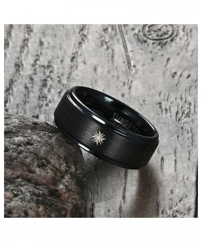 Tungsten Rings for Couples, 8mm Matte with Sun and Moon Pattern Engagement Rings Set His and Hers Black women 8 & men 12 $18....