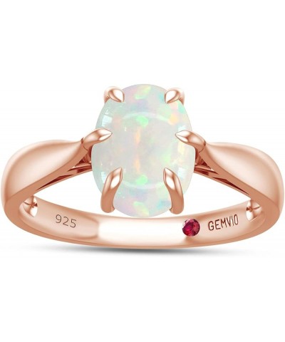 Collection 1 1/4 CT 7X9MM Oval Cut Natural Opal Gemstone 6-Prong Solitaire Engagement Ring in 14K Gold Over Sterling Silver J...