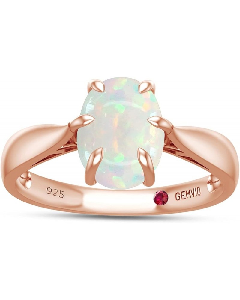 Collection 1 1/4 CT 7X9MM Oval Cut Natural Opal Gemstone 6-Prong Solitaire Engagement Ring in 14K Gold Over Sterling Silver J...