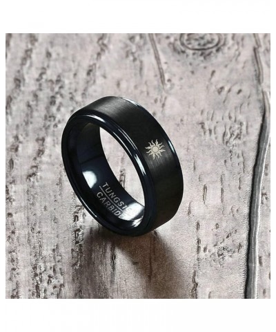 Tungsten Rings for Couples, 8mm Matte with Sun and Moon Pattern Engagement Rings Set His and Hers Black women 8 & men 12 $18....