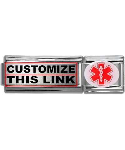 Customized Medical Alert Links - Stainless Steel Italian Modular Charm Link Style CUSTOMIZE - 1 Super Link $15.05 Bracelets