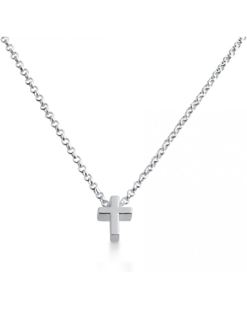 Simple Cross Symbol Bead Pendant Necklace 14k Plated or 925 Sterling Silver Sterling Silver 14.0 Inches $23.90 Necklaces