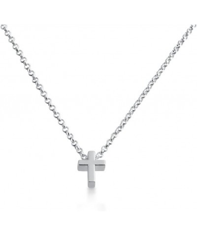 Simple Cross Symbol Bead Pendant Necklace 14k Plated or 925 Sterling Silver Sterling Silver 14.0 Inches $23.90 Necklaces