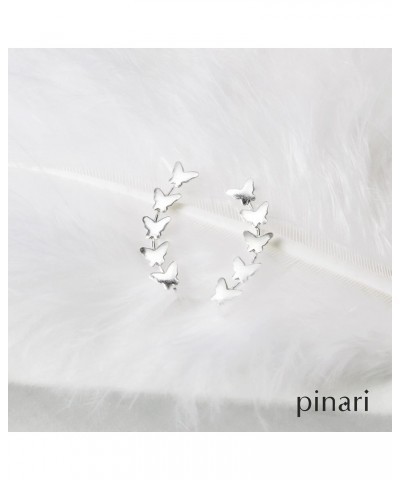 Butterfly Ear Crawler Earrings for Women - Sterling Silver Ear Climber Earrings for Women – Butterfly Earrings Cuff & Wraps -...