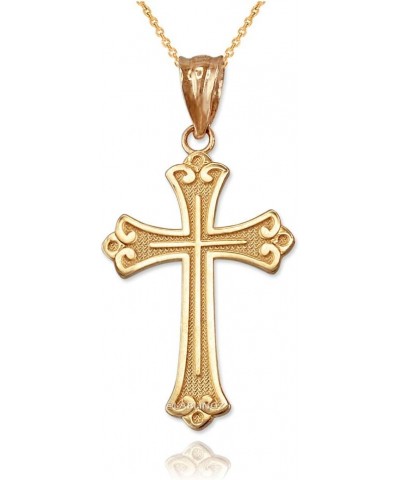 14K Yellow Gold Fleur de lis Cross Religious Pendant Necklace 22" Necklace $36.79 Necklaces