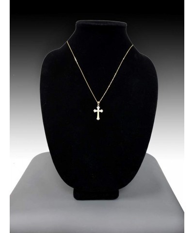 14K Yellow Gold Fleur de lis Cross Religious Pendant Necklace 22" Necklace $36.79 Necklaces