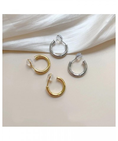 Clip on Hoop Earrings for Women,14K Gold Plated Clip On Earrings Comfortable Non Pierced Fake Hoop Earrings for Fashion Girl ...