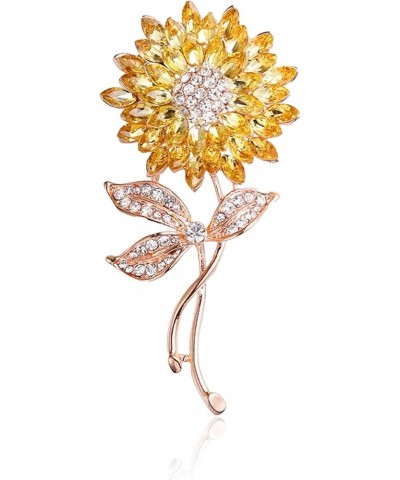 Sunflower Brooches Pin for Women Fashion Austria Crystal Rhinestones Elegant Golden Flowers Brooches Shiny Sun Flowers Gold $...