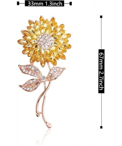 Sunflower Brooches Pin for Women Fashion Austria Crystal Rhinestones Elegant Golden Flowers Brooches Shiny Sun Flowers Gold $...