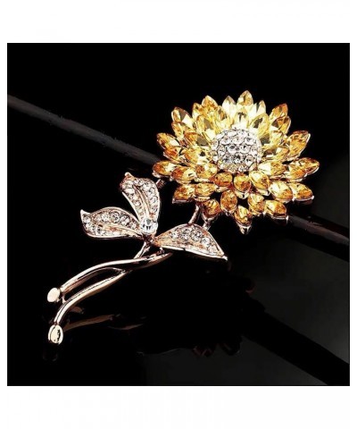 Sunflower Brooches Pin for Women Fashion Austria Crystal Rhinestones Elegant Golden Flowers Brooches Shiny Sun Flowers Gold $...