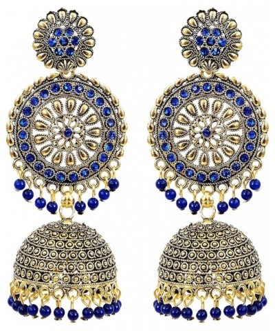 Bollywood Traditional Indian Wedding Gold Plated Red Chandbali Jhumka Jhumki Earrings for women/girls Blue $10.66 Earrings