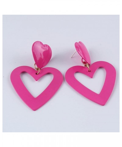 Pink Heart Earrings for Women Girls Love Heart Dangle Earrings Pink Accessories Outfits Nicki Pink Friday 2009 Tour Shirt Sin...