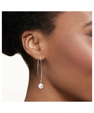 8-8.5mm Cultured Pearl Threader Drop Earrings Sterling Silver $34.56 Earrings